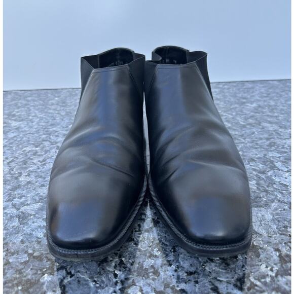 Salvatore Ferragamo Santo Chelsea Ankle Boots Black Glossy Leather Slip On 13D main image 10
